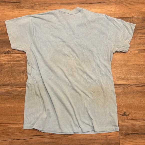 Vintage 80s Light Blue Fishing True Vintage T Shirt - Picture 5 of 6